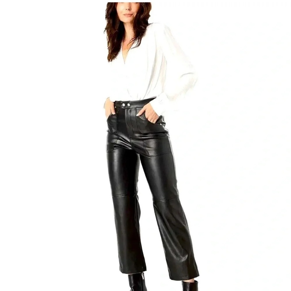 NEW Blank NYC | Baxter Ribcage High Rise Vegan Leather Jeans | Black  | Size 26‎